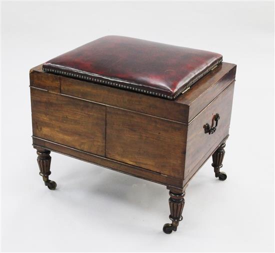 A George III mahogany metamorphic stool / library steps, when open W.3ft 2in. D.1ft 8in. H.2ft 7in.